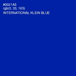 #0021A5 - International Klein Blue Color Image
